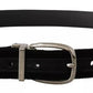 Black Velvet Silver Tone Metal Logo Buckle Belt