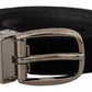 Black Velvet Silver Tone Metal Logo Buckle Belt