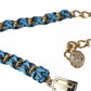 Blue Braided Gold Brass Chain Waist Belt