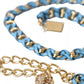 Blue Braided Gold Brass Chain Waist Belt