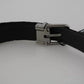 Black Velvet Leather Silver Buckle Belt