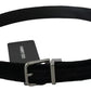 Black Velvet Leather Silver Buckle Belt