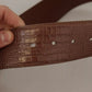 Brown Wide Waist Leather Gold Oval Metal Buckle Belt