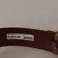 Brown Wide Waist Leather Gold Oval Metal Buckle Belt