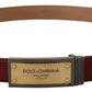 Brown Leather Gold Engraved Metal Buckle Belt