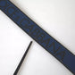 Blue Leather Logo Print Metal Buckle Men Belt