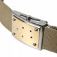 Brown Canvas Square Metal Buckle Men Belt