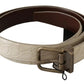 Cream Beige Gold Buckle Waist Leather Belt