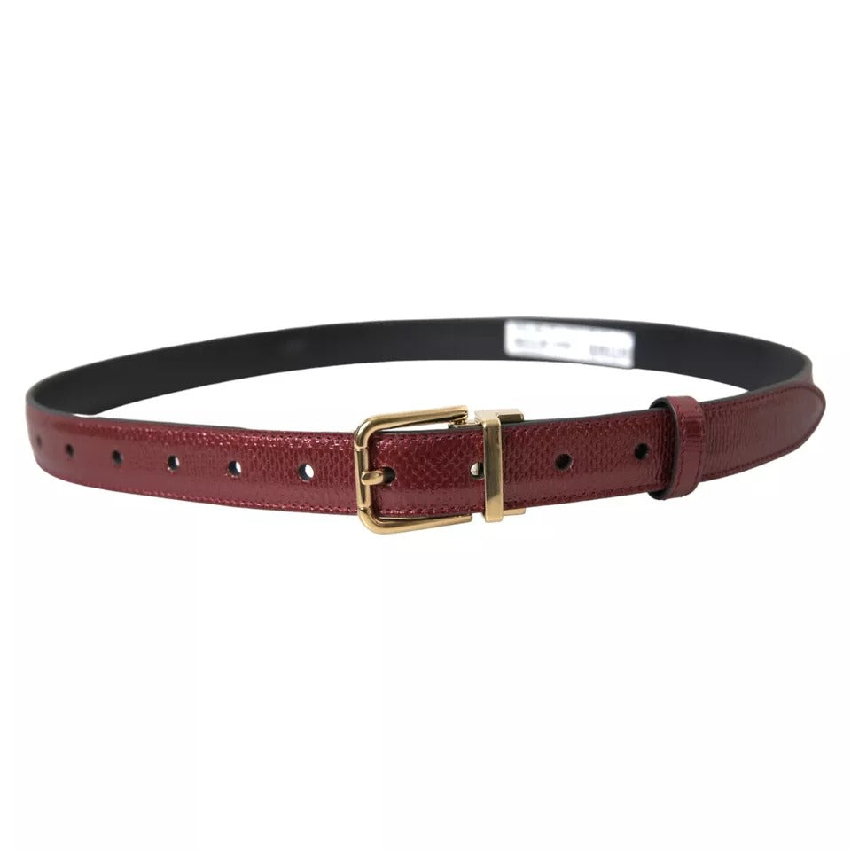 Maroon Leather Gold Metal Buckle Men Belt