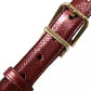 Maroon Leather Gold Metal Buckle Men Belt