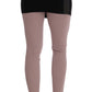 Elegant Pink Mid-Waist Stretch Pants