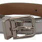 Silver Leather Metal Buckle Belt