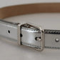 Silver Leather Metal Buckle Belt