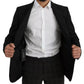 Black Wool Slim Fit Notch Jacket Blazer