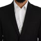 Black Wool Slim Fit Notch Jacket Blazer