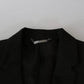 Black Wool Slim Fit Notch Jacket Blazer