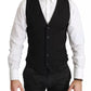 Black Solid STAFF Slim Fit Waistcoat Vest