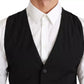 Black Solid STAFF Slim Fit Waistcoat Vest