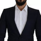 Blue Wool Single Breasted Coat Men Blazer