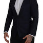 Blue Wool Single Breasted Coat Men Blazer