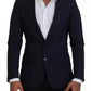 Blue Wool Slim Fit Formal Coat Men Blazer