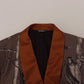 Bronze Monkey Print Silk Slim Jacket Blazer