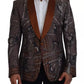 Bronze Monkey Print Silk Slim Jacket Blazer