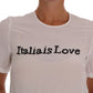 Silk Sequined 'Italia Is Love' White Blouse