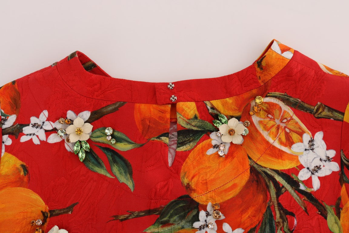 Embellished Crepe Blouse with Blossom Print