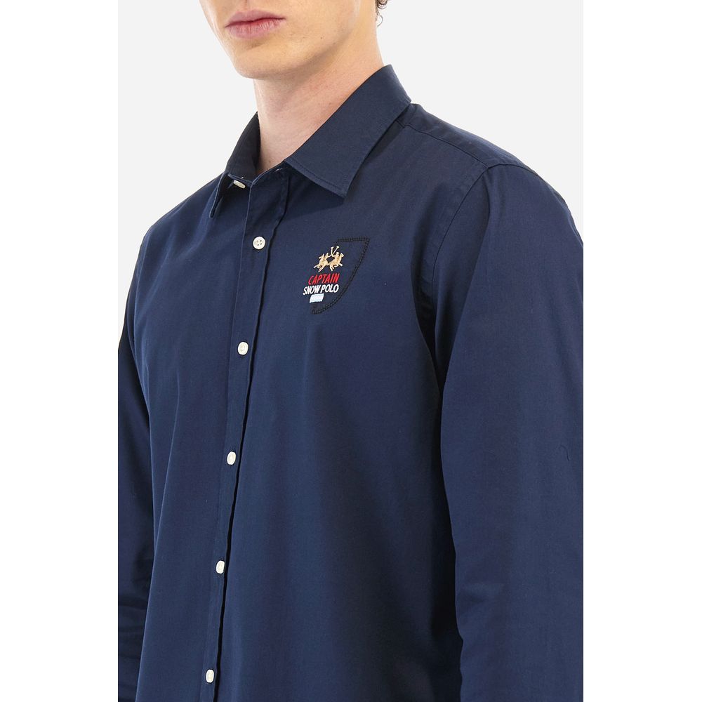 Blue Cotton Men Shirt