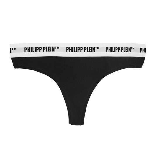 Black Cotton Women Thong Two-Pack