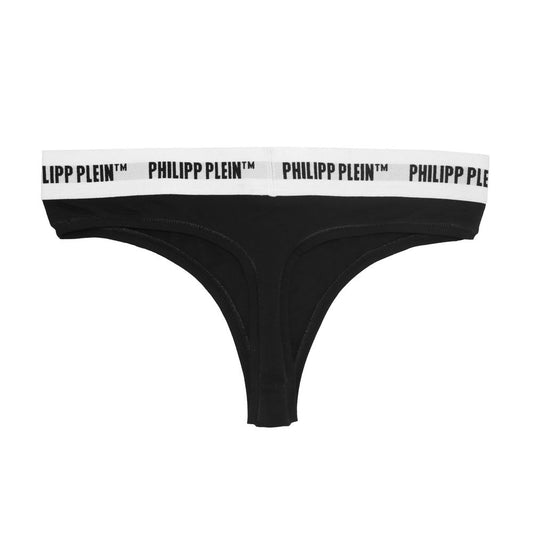 Black Cotton Women Thong Two-Pack