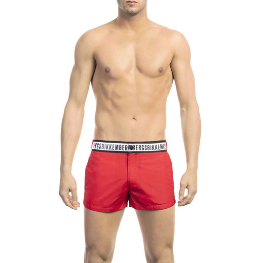 Red Polyamide Men Swim Short