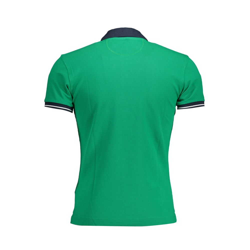 Green Cotton Men Polo Shirt