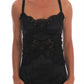 Silk Blend Black Lace Top Dressing Gown