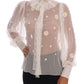 Elegant White Silk Daisy Blouse