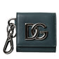 Green Calfskin Leather DG Logo Keyring Coin Purse Wallet