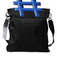 Black Nylon Blue Leather Hashtag Shopping Tote Bag