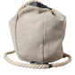 Beige Canvas Fabric Bucket Sack Pouch Purse Bag