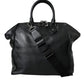 Black Washed Calfskin Biker Style Shopper Bag