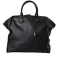 Black Washed Calfskin Biker Style Shopper Bag