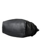 Black Washed Calfskin Biker Style Shopper Bag