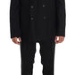 Elegant Black Wool Three-Piece Suit