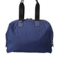 Blue Nylon Calfskin Hand Shoulder Duffel Bag