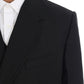 Elegant Black Wool Three-Piece Suit