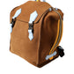 Brown Yellow Suede Leather Logo Backpack Bag