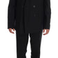 Elegant Black Wool Three-Piece Suit