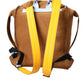 Brown Yellow Suede Leather Logo Backpack Bag