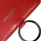 Red Calfskin Leather Lanyard Logo Card Holder Wallet