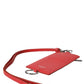 Red Calfskin Leather Lanyard Logo Card Holder Wallet